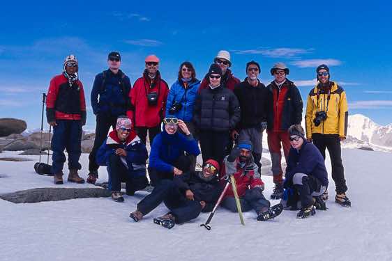 Trekking group on top of Mentok Peak IV, 6090m, Rupshu region, Ladakh