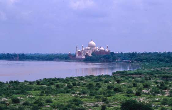 Taj Mahal, seen from the red fort, Agra