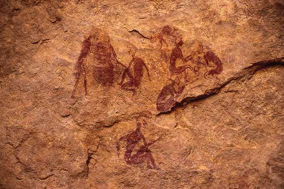 Painting in the Wan Amil cave that shows preparations for a wedding, Jabal Akakus