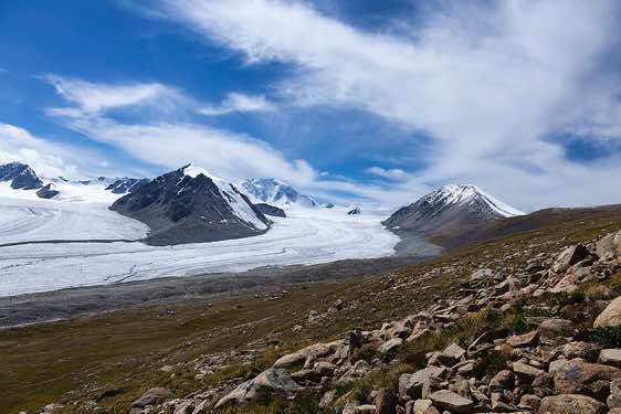 Campsite near Potanin Glacier, Tavan Bogd National Park, Altai Mountains, Western Mongolia