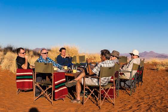 Open air campsite at Schafberg Camp on Tok Tokkie Trail, NamibRand dunes, NamibRand Nature Reserve, Namib Desert