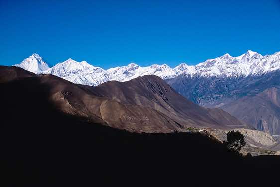 Panoramic view of the mountains lining the Kali Gandaki Valley, Muktinath