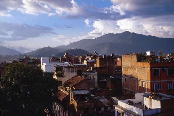 The city of Kathmandu, seen from a rooftop restaurant nearby Durbar Square