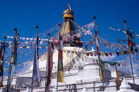 The Bodhnath stupa with a diameter exceeding 100m is one of the largest in the world