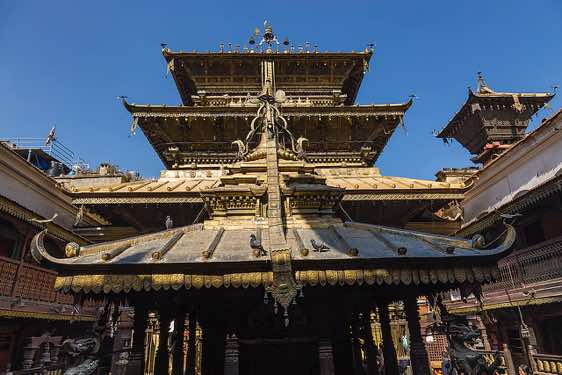 Inside the courtyard of the Golden Temple, Patan
