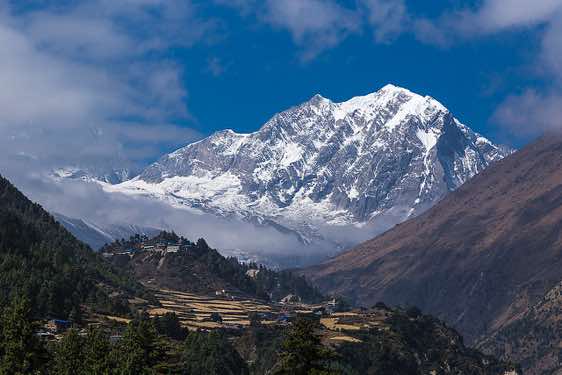 Naike Peak, 6211m, above Lho village in the Buri Gandaki Valley<br/>