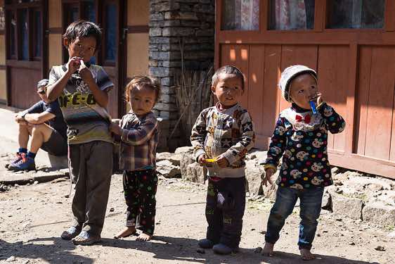 Group of local children, Buri Gandaki Valley