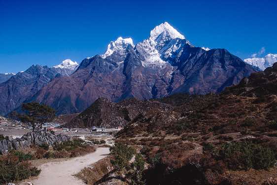 Kang Taiga, 6779m, and Tramserku, 6608m, seen from Khumjung, 3790m