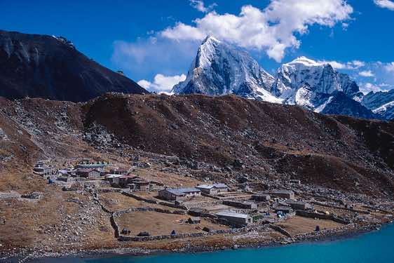 Gokyo kharka, 4750m, a collection of stone houses and walled pastures