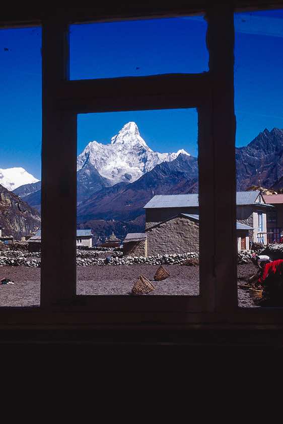Ama Dablam, 6856m, seen from inside Khumjung bakery