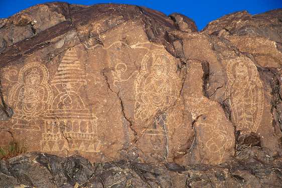 Examples of rock art along the Indus river, near Chilas, Karakoram Highway