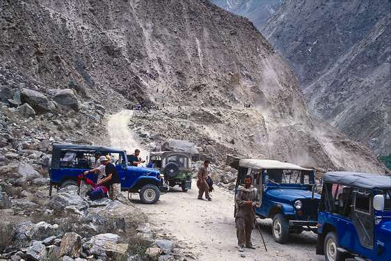 The Askole road is subject to constant rockslides and blockages, Karakoram Mountains