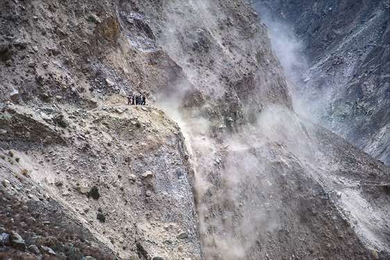 A massive rockslide has destroyed parts of the Askole road before our very eyes, Karakoram Mountains