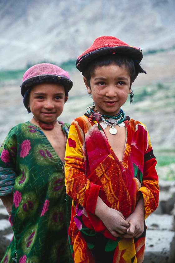 Girls in colourful dresses, Askole, Karakoram Mountains