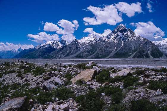 Biafo Glacier, seen from the moraine, Camp Baintha, 3980m, Karakoram Mountains