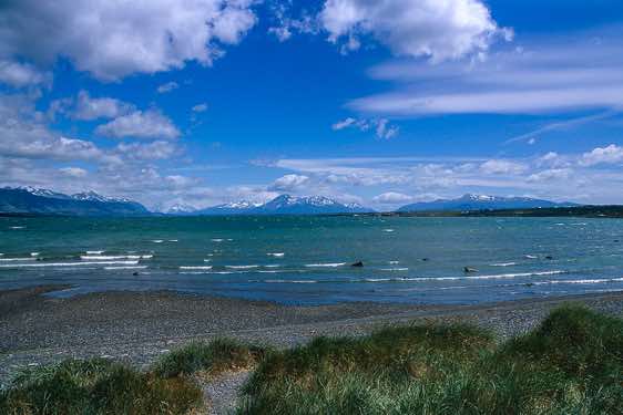 Puerto Natales on the eastern shore of Seno Última Esperanza (Last Hope Sound), Chile