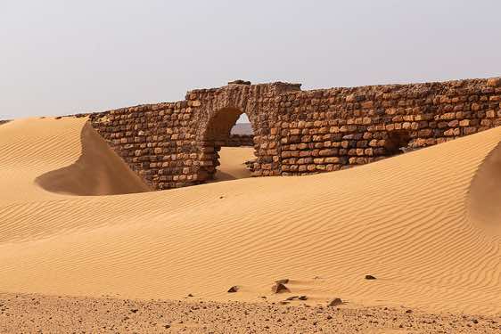 Old French fort being consumed by sand dunes, Gouro, Tibesti region