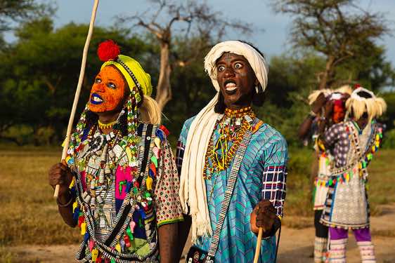 Wodaabe (Bororo) men, performing dances and songs at the Gerewol festival
