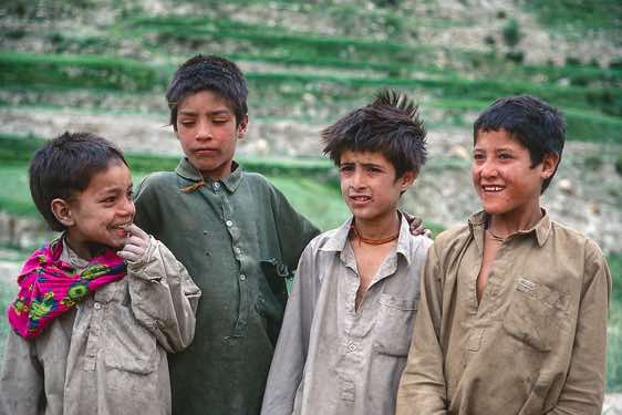 The local 'boygroup' is showing up, Askole, Karakoram Mountains