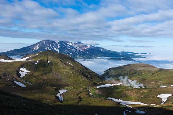Koshelev Volcano, Kamchatka wilderness, Pauzhetka area