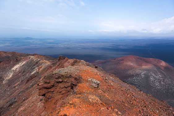 View from the top of a smaller volcanic cone near Tolbachik volcano, Klyuchevskoy Nature Park