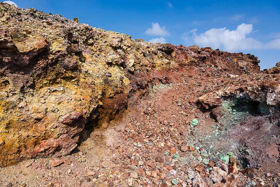 Colorful top of a volcanic cone near Tolbachik volcano, Klyuchevskoy Nature Park