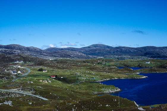 East coast of Harris with its rugged landscape and miniature fjords, Western Isles