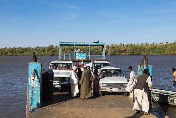 Crossing the River Nile by small ferry