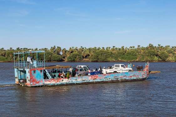 Crossing the River Nile by small ferry