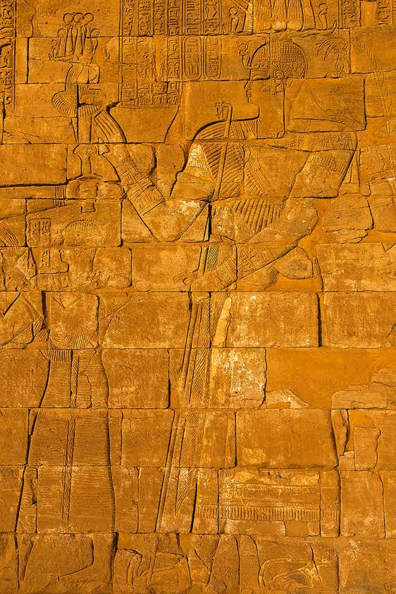 Relief on the outer side walls of the Lion temple, Naqa (Naga), Northern Sudan