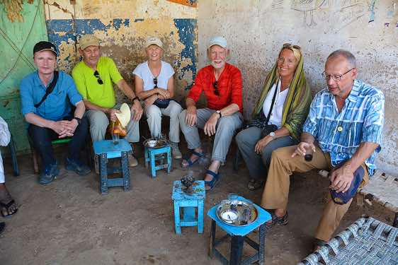 Our group shares a cup of coffee or spiced tea, Karima, Northern Sudan