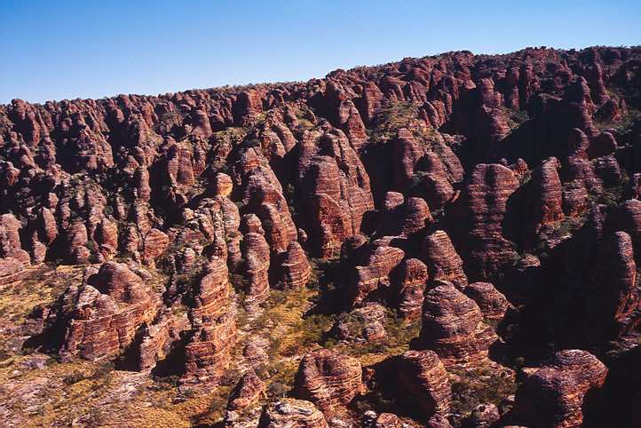 An aerial view of the Bungle Bungle Range in the Purnululu National Park, Western Australia