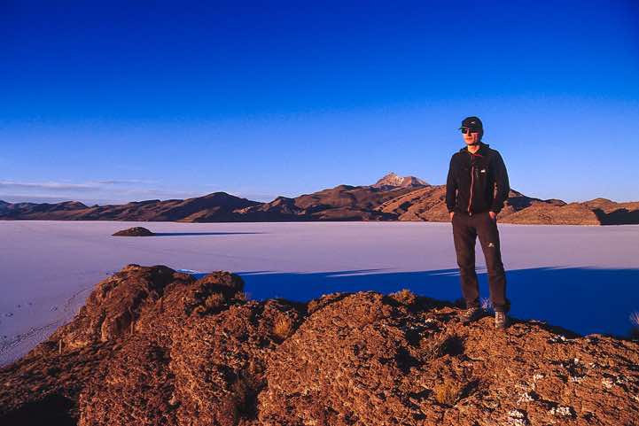 The photographer at sunset, Salar de Uyuni