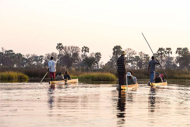 Mokoro ride at sunset, Okavango Delta