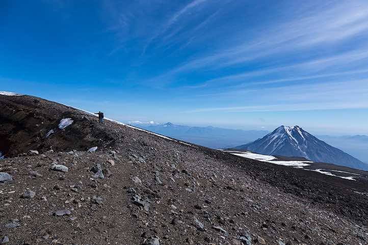 Bolshaya Udina (Great Udina) volcano, 2923m, seen from the top of Plosky Tolbachik, 3085m, Klyuchevskoy Nature Park