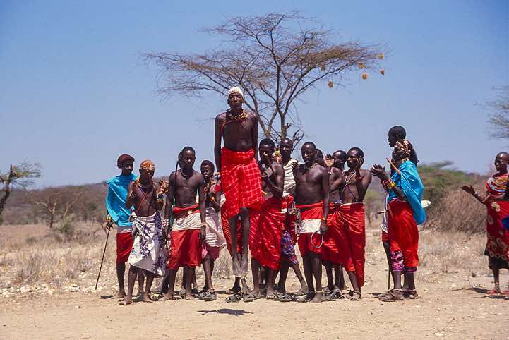 Samburu warriors performing a traditional dance