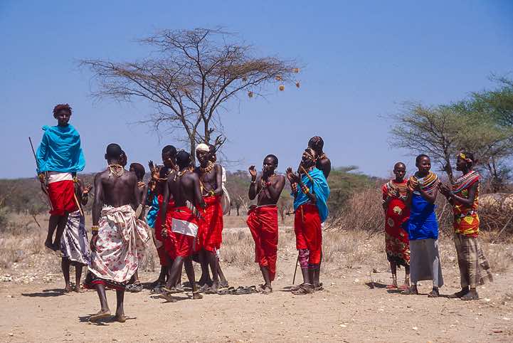 Samburu warriors performing a traditional dance
