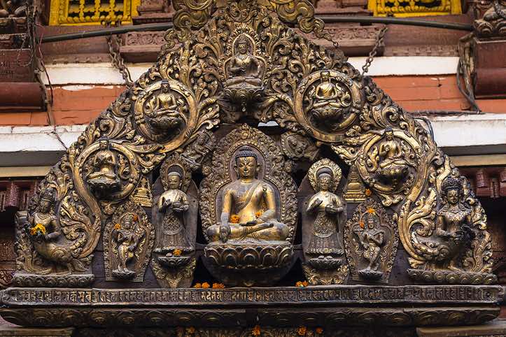 Inside the courtyard of the Golden Temple, Patan