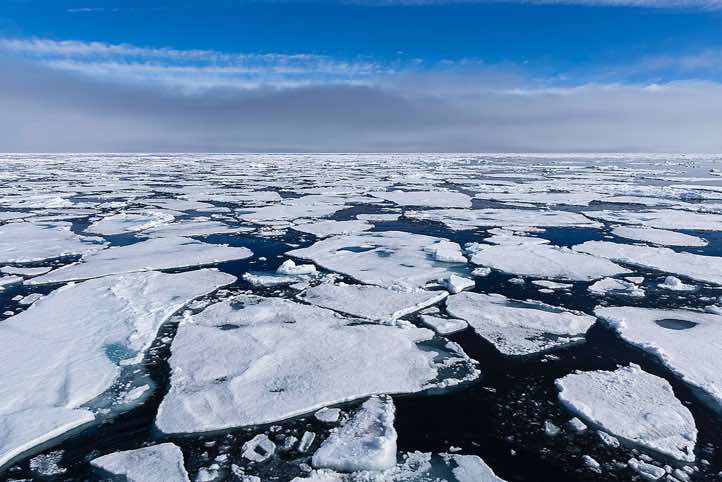 Sea ice stretching to the horizon